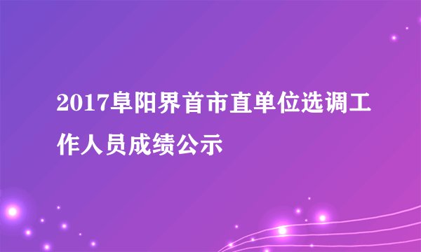 2017阜阳界首市直单位选调工作人员成绩公示