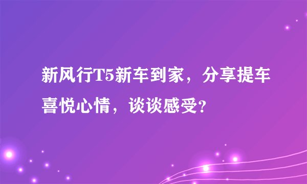 新风行T5新车到家，分享提车喜悦心情，谈谈感受？