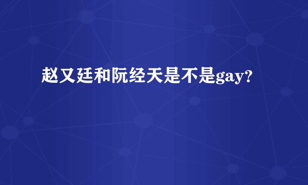赵又廷和阮经天是不是gay？