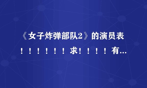 《女子炸弹部队2》的演员表！！！！！！求！！！！有木有陈亦然（陈蓉）！！！！