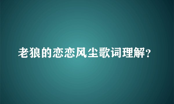 老狼的恋恋风尘歌词理解？