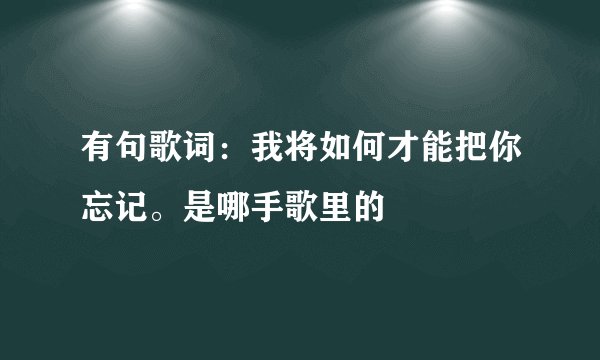 有句歌词：我将如何才能把你忘记。是哪手歌里的
