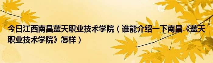 今日江西南昌蓝天职业技术学院（谁能介绍一下南昌《蓝天职业技术学院》怎样）