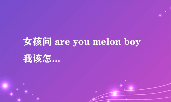 女孩问 are you melon boy 我该怎么回答?  不好意思，你可能理解错误了，我的意思的这样的提问如果是肯定的回答有几种方式，eg：yes，certainly。sure.....