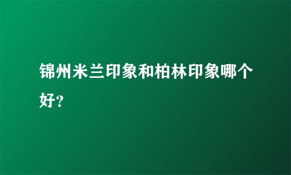 锦州米兰印象和柏林印象哪个好？