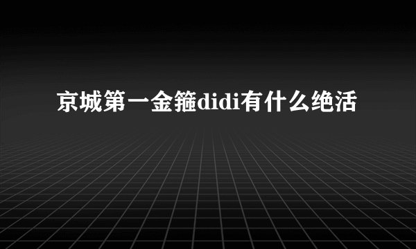 京城第一金箍didi有什么绝活