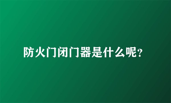 防火门闭门器是什么呢？