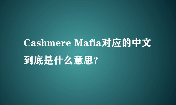 Cashmere Mafia对应的中文到底是什么意思?