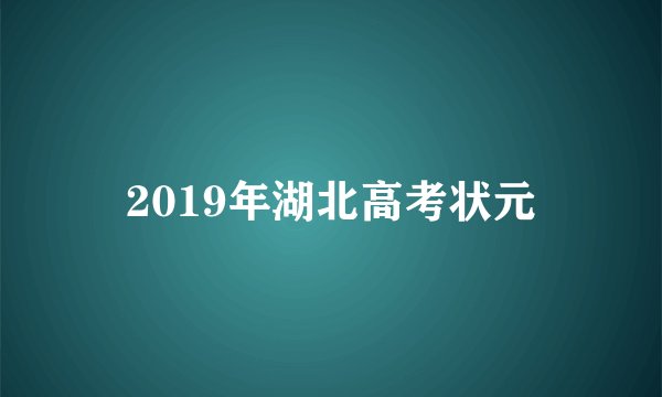 2019年湖北高考状元