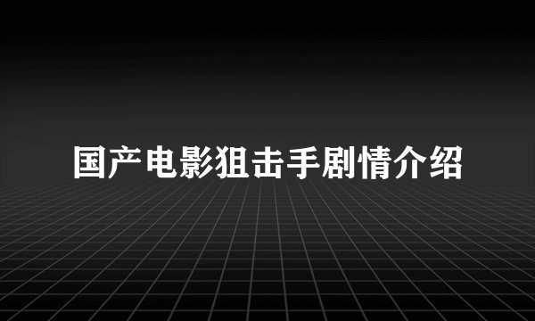 国产电影狙击手剧情介绍