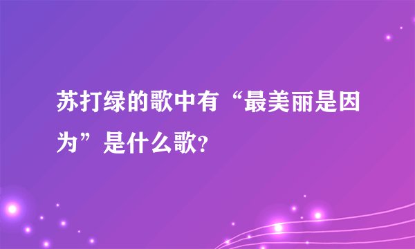 苏打绿的歌中有“最美丽是因为”是什么歌？