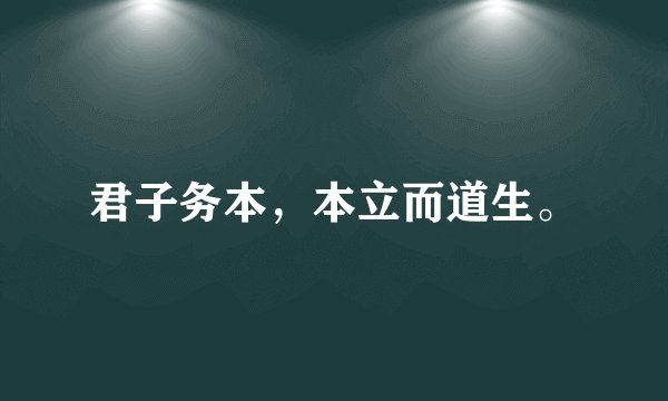 君子务本，本立而道生。