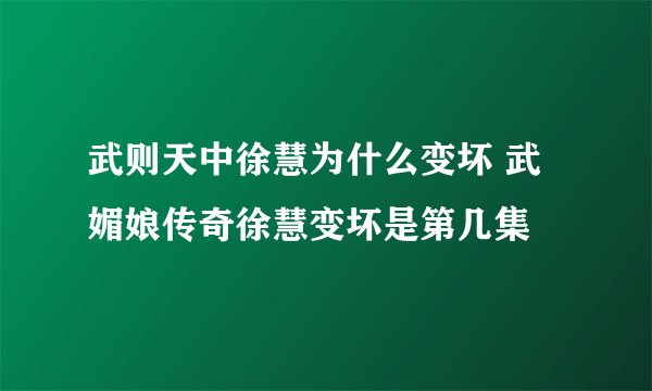 武则天中徐慧为什么变坏 武媚娘传奇徐慧变坏是第几集