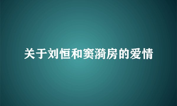 关于刘恒和窦漪房的爱情