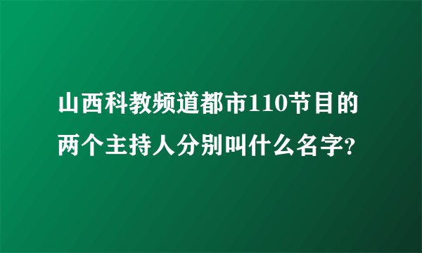 山西科教频道都市110节目的两个主持人分别叫什么名字？
