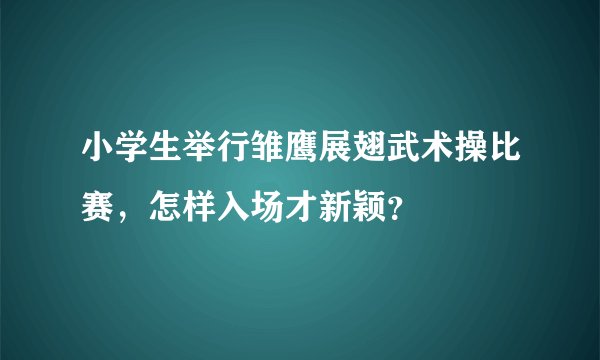 小学生举行雏鹰展翅武术操比赛，怎样入场才新颖？
