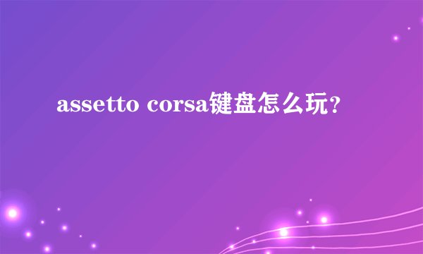 assetto corsa键盘怎么玩？