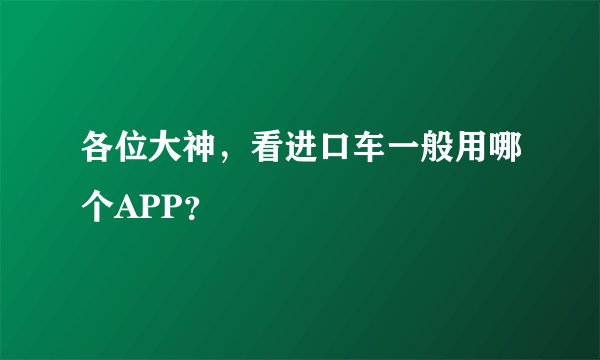 各位大神，看进口车一般用哪个APP？