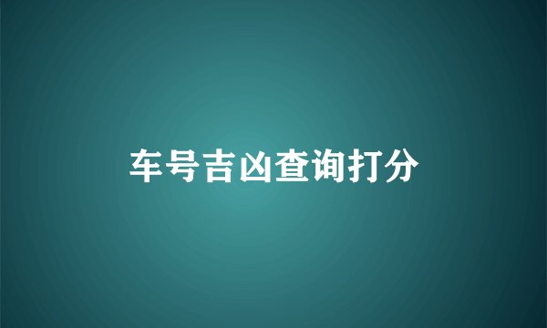 车号吉凶查询打分