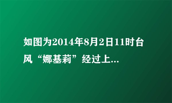 如图为2014年8月2日11时台风“娜基莉”经过上海东部海面时的图像，据图完成下面19～21题。据图分析，上海此时的风向为（　　）A. 东南风B. 西南风C. 东北风D. 西北风