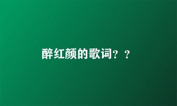 醉红颜的歌词？？