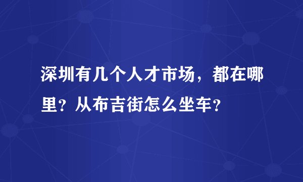 深圳有几个人才市场，都在哪里？从布吉街怎么坐车？