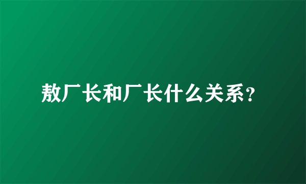 敖厂长和厂长什么关系？