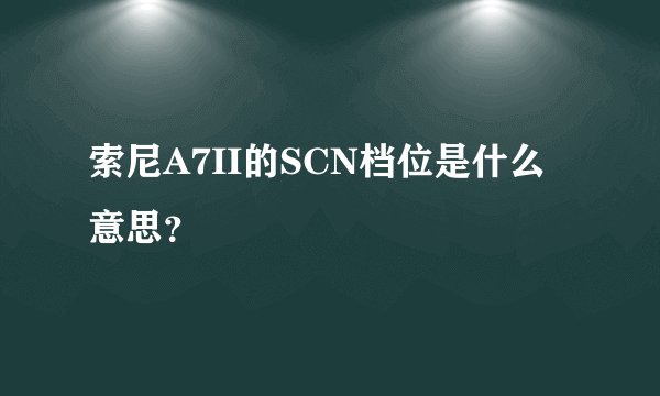 索尼A7II的SCN档位是什么意思？