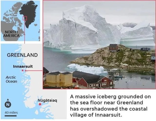 巨型冰山逼近村庄具体位置在哪里？