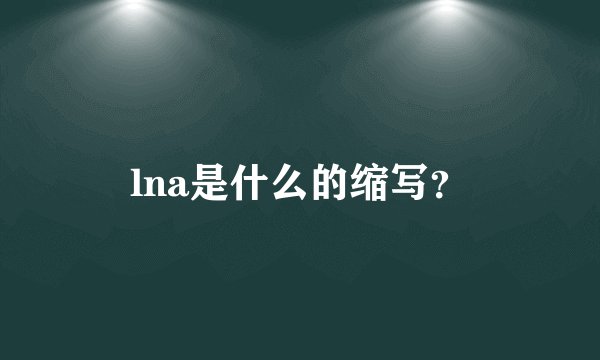 lna是什么的缩写？