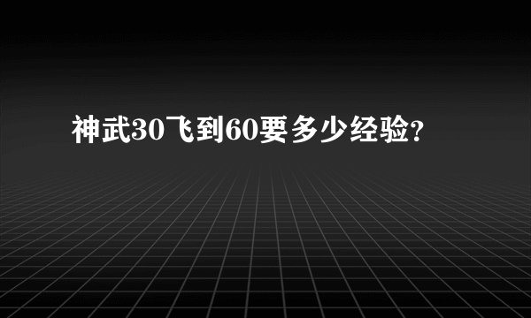神武30飞到60要多少经验？