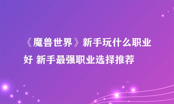 《魔兽世界》新手玩什么职业好 新手最强职业选择推荐