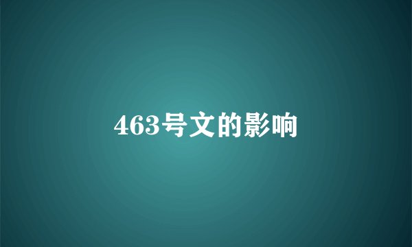 463号文的影响