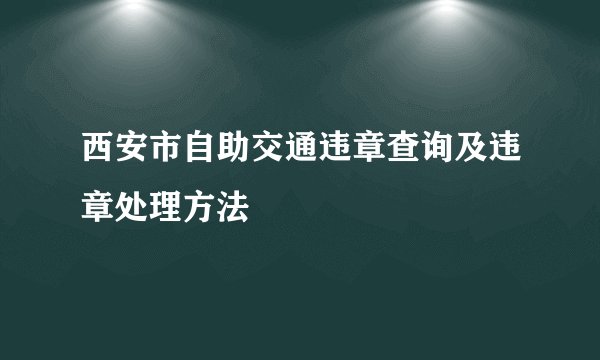 西安市自助交通违章查询及违章处理方法