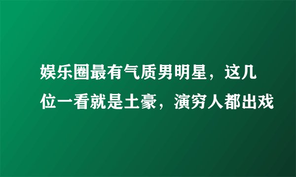 娱乐圈最有气质男明星，这几位一看就是土豪，演穷人都出戏
