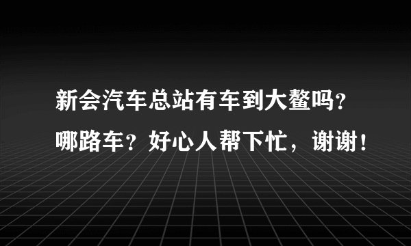新会汽车总站有车到大鳌吗？哪路车？好心人帮下忙，谢谢！