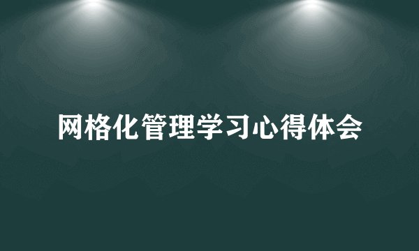 网格化管理学习心得体会