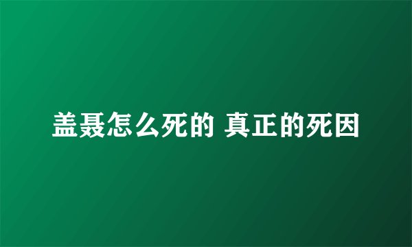 盖聂怎么死的 真正的死因