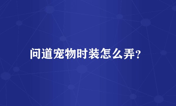 问道宠物时装怎么弄？