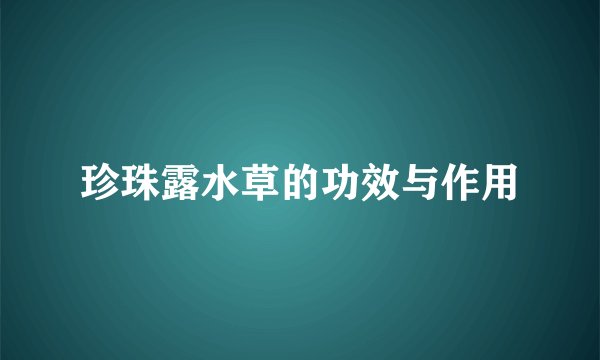 珍珠露水草的功效与作用