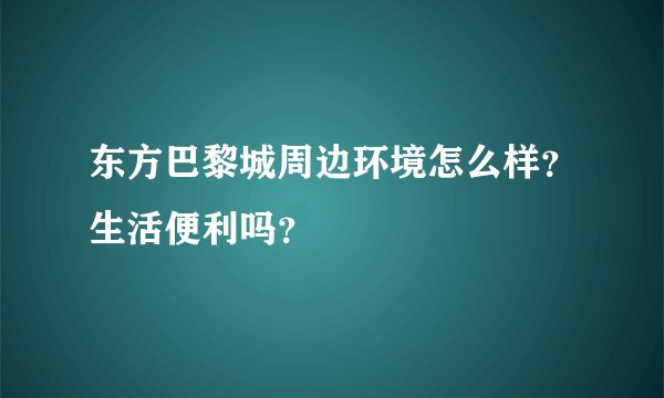 东方巴黎城周边环境怎么样？生活便利吗？