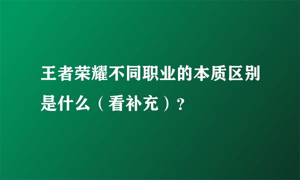 王者荣耀不同职业的本质区别是什么（看补充）？