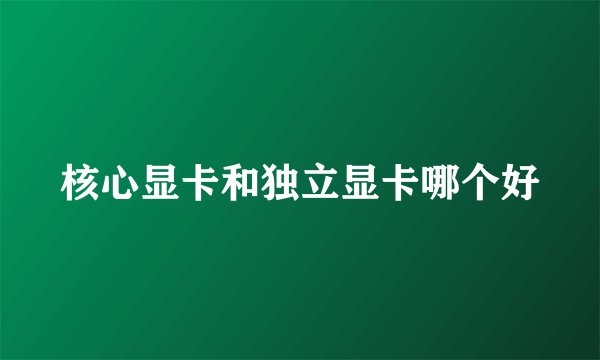 核心显卡和独立显卡哪个好