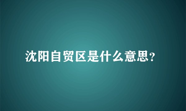 沈阳自贸区是什么意思？