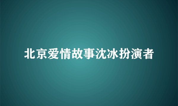 北京爱情故事沈冰扮演者