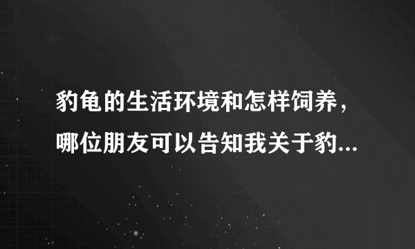 豹龟的生活环境和怎样饲养，哪位朋友可以告知我关于豹龟详细饲养条件和环境，非常感谢！