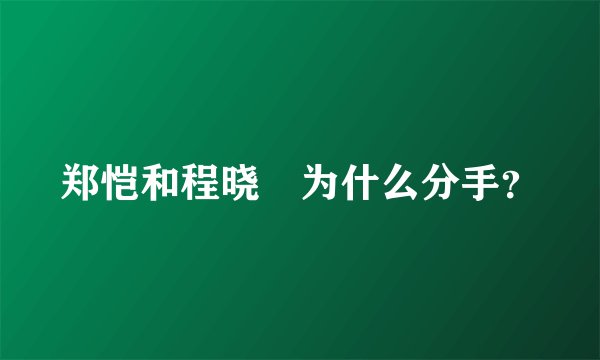 郑恺和程晓玥为什么分手？