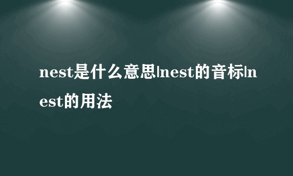 nest是什么意思|nest的音标|nest的用法
