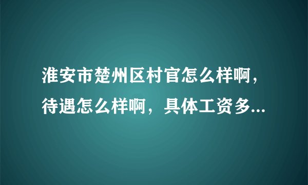 淮安市楚州区村官怎么样啊,待遇怎么样啊,具体工资多少钱啊,有必要的话可以私聊~