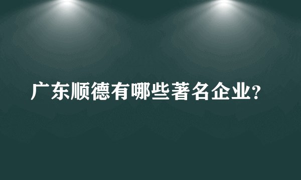广东顺德有哪些著名企业？